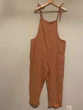 Aerie Lightweight Jumpsuit with Straps That Tie, Large, Pink